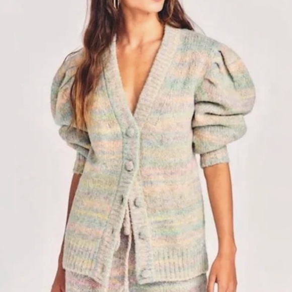 LoveShackFancy Wilford Boyfriend Cardigan Sweater | Autumn Rainbow | Size X-Smal - Picture 1 of 16